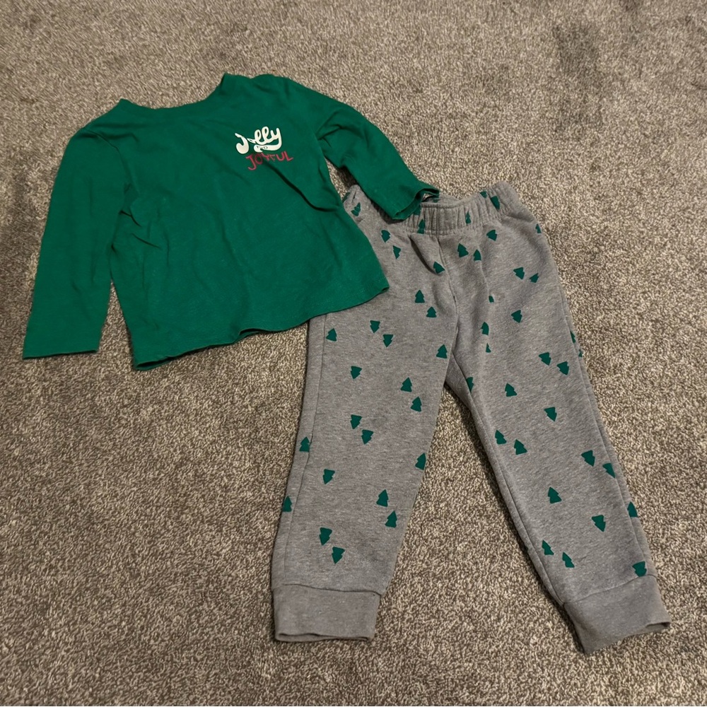 Adorable Cat & Jack “Jolly & Joyful” Christmas 2 piece Toddler Boy Girl set 3T